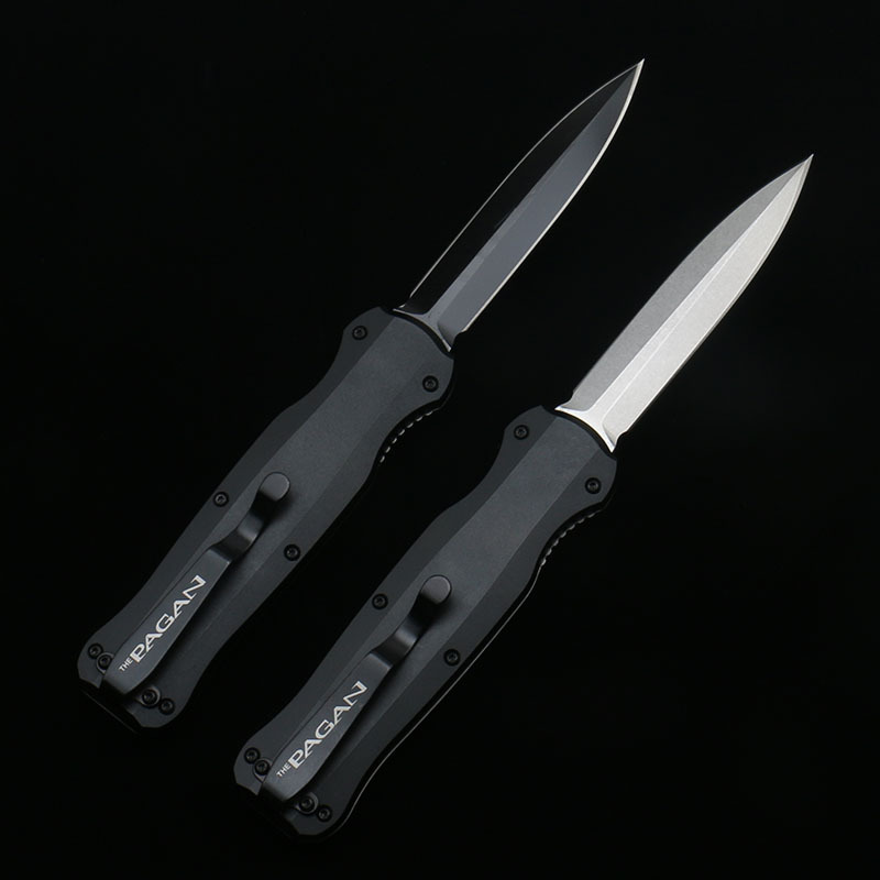 Benchmade 3320 Infidel Dagger AUTO OTF Knife 3.85" D2 Black Double Edge Blade, Aluminum Handles