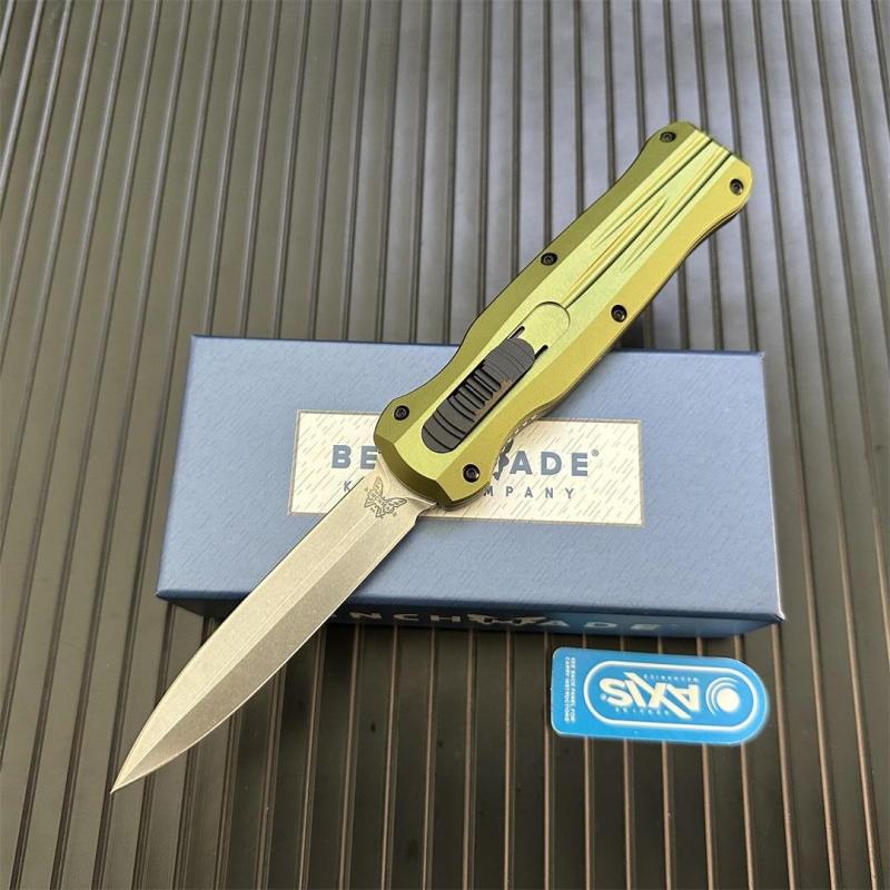 Benchmade 3320 Infidel Dagger AUTO OTF Knife 3.85" D2 Black Double Edge Blade, Aluminum Handles