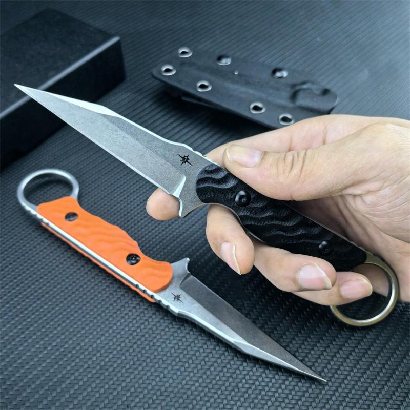 Toor Knives Limited Edition Shank W Fixed Blade Neck Knife 3.15" CPM-M4 Black Blade, Machined Carbon Fiber Handles