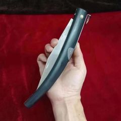 Ox horn 15'' OKAPI Folding Knife 7.09" 7Cr13mov Drop Point Plain Blade, Ox horn Handles