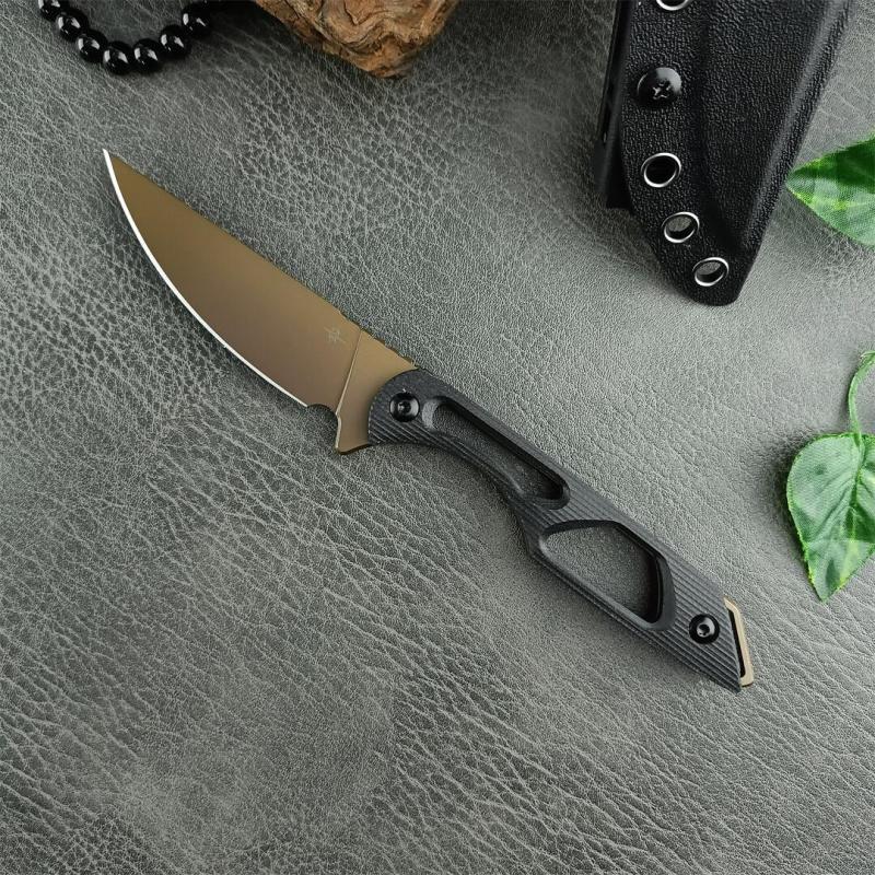 Toor Knives Willow Fixed Blade Knife 3.58" CPM-154 Drab Drop Point Blade, Black G10 Handles