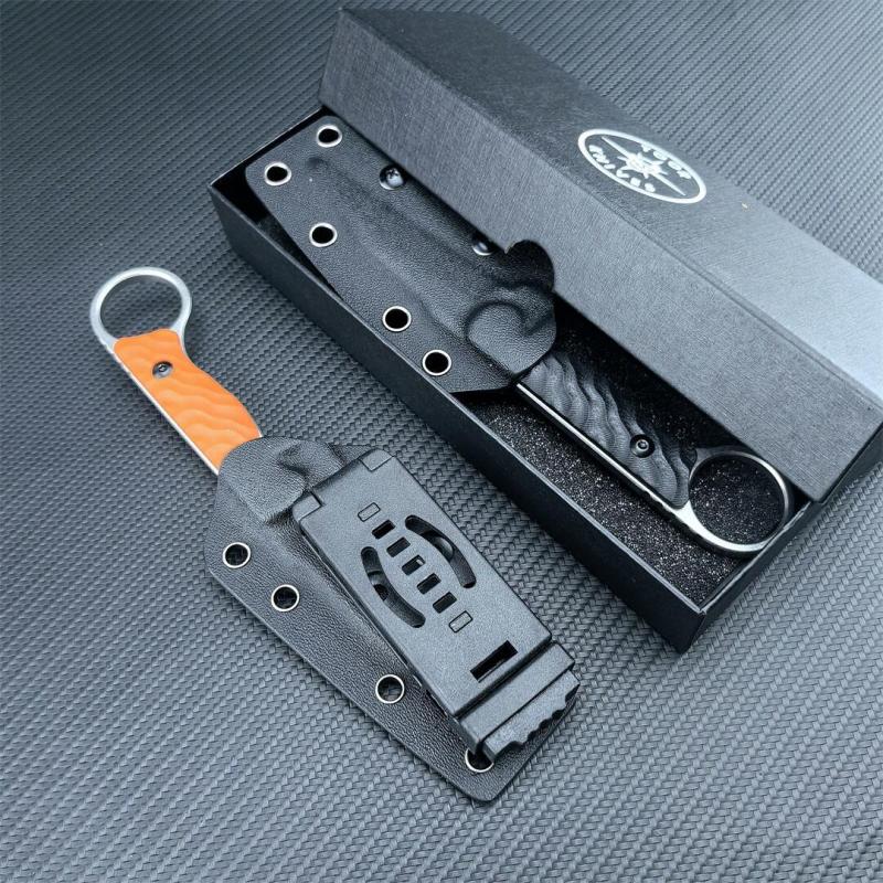 Toor Knives Limited Edition Shank W Fixed Blade Neck Knife 3.15" CPM-M4 Black Blade, Machined Carbon Fiber Handles