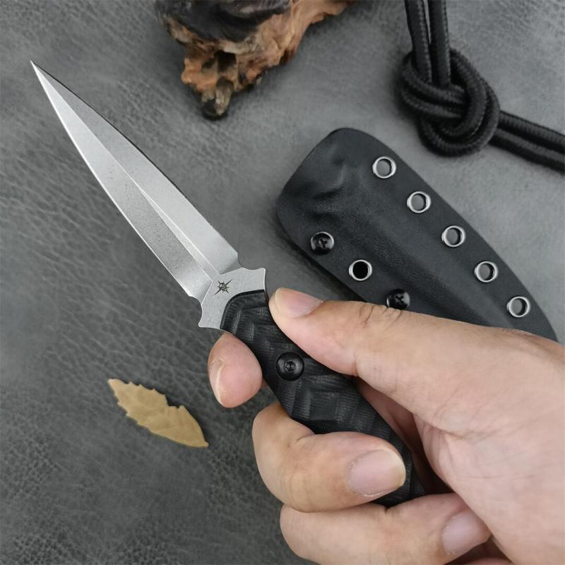 Toor Knives Specter R Fixed Blade Knife 3.94" CPM-M4 Double Edge Dagger Blade, Black G10 Handles