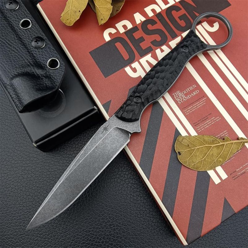 Toor Knives Serpent S Fixed Blade Knife 3.75" CPM-M4 Drop Point Blade, Black G10 Handles