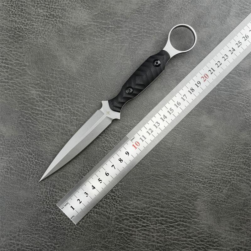 Toor Knives Specter R Fixed Blade Knife 3.94" CPM-M4 Double Edge Dagger Blade, Black G10 Handles