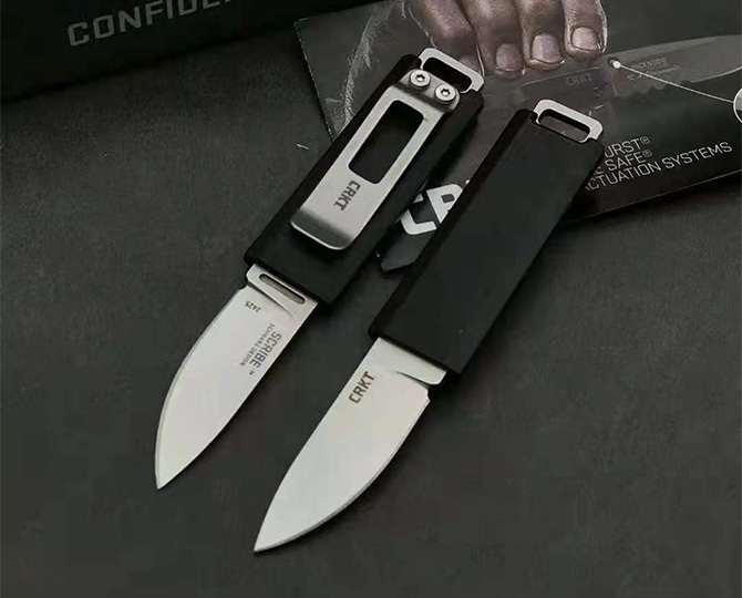 CRKT 2425 TJ Scribe Pocket Fixed Blade Knife 1.57" Stonewashed Drop Point, Nylon Handles