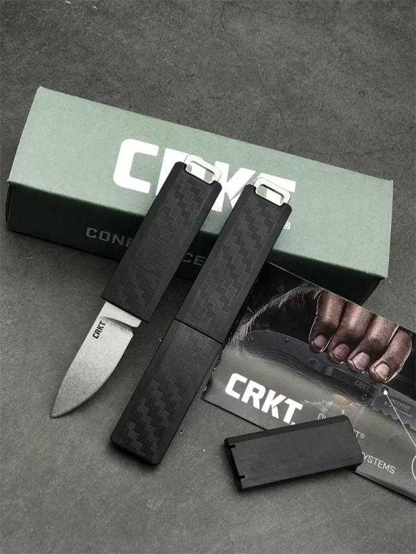 CRKT 2425 TJ Scribe Pocket Fixed Blade Knife 1.57" Stonewashed Drop Point, Nylon Handles