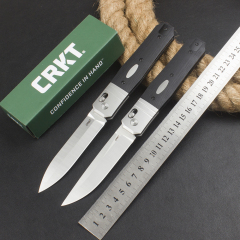 CRKT K560KXP Crossbar Lock Folding Knife 3.86" CPM-MagnaCut Stonewashed Spear Point Blade, Black G10 Handles with Steel Bolsters