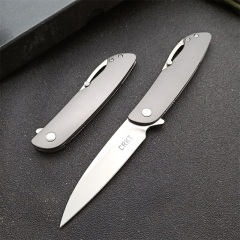 CRKT CRKT-K240XXP Gentleman's Folding Knife 3.23" 8Cr13mov Satin Plain Blade, Stainless steel Handles