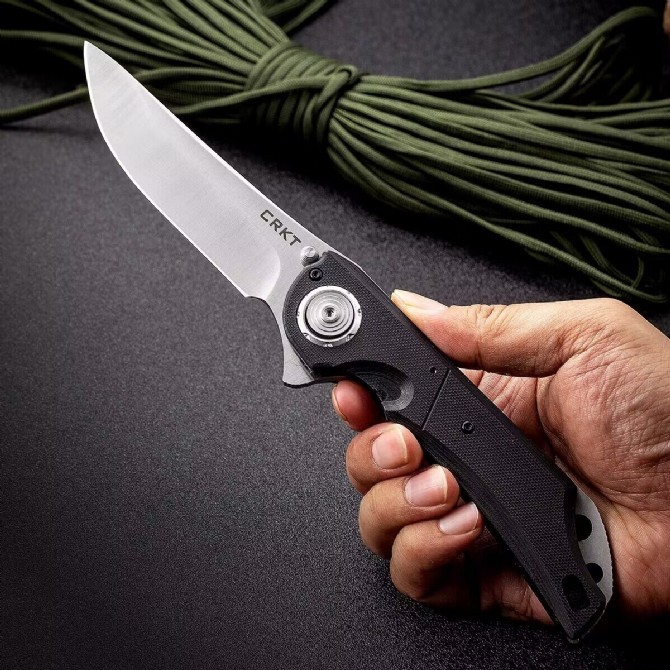 CRKT 5401 Seismic Flipper Knife 4.02" D2 Blade, Black G10 Handles, Deadbolt Lock