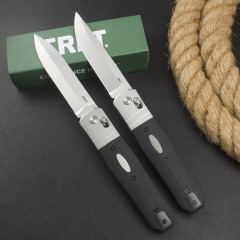 CRKT K560KXP Crossbar Lock Folding Knife 3.86" CPM-MagnaCut Stonewashed Spear Point Blade, Black G10 Handles with Steel Bolsters