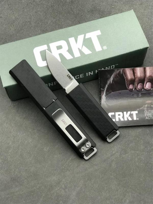 CRKT 2425 TJ Scribe Pocket Fixed Blade Knife 1.57" Stonewashed Drop Point, Nylon Handles