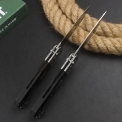 CRKT K560KXP Crossbar Lock Folding Knife 3.86" CPM-MagnaCut Stonewashed Spear Point Blade, Black G10 Handles with Steel Bolsters