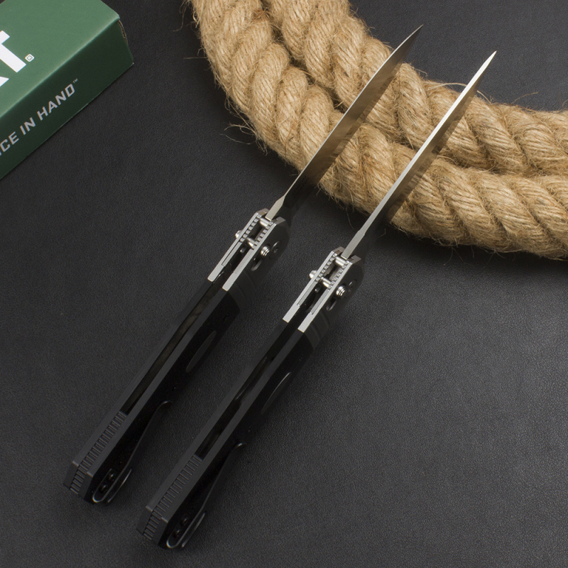 CRKT K560KXP Crossbar Lock Folding Knife 3.86" CPM-MagnaCut Stonewashed Spear Point Blade, Black G10 Handles with Steel Bolsters