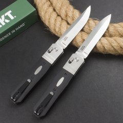 CRKT K560KXP Crossbar Lock Folding Knife 3.86" CPM-MagnaCut Stonewashed Spear Point Blade, Black G10 Handles with Steel Bolsters