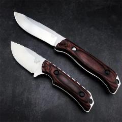 Benchmade Hunt Mountain Fixed Blade Knife 4.13" S30V Drop Point, Stabilized Wood Handles  - 15002