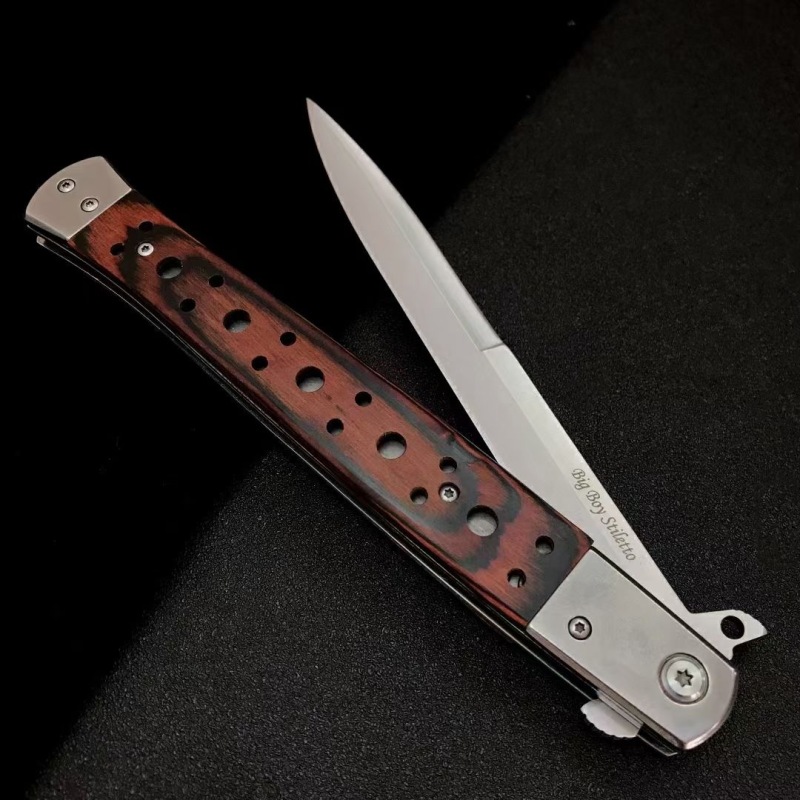 Swordfish XXL Ti-Lite Flipper Knife 5.75" 440c Plain Satin Blade, Redwood Handles