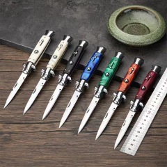 Italy AKC 9'' Godfather Stiletto Mafia OTF AUTO Knife 3.15" 440c Steel Blade, Acrylic Handles