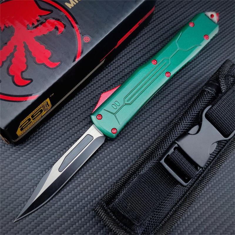 Microtech Bounty Hunter AUTO OTF Knife 3.19" 440C Point Plain Blade, Zinc Aluminum Alloy Handles