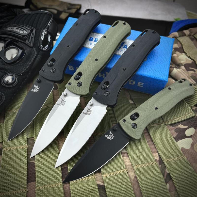 Benchmade 535BK-07 Bugout AXIS Folding Knife 3.15" M390 Black DLC Plain Blade, Burnt Brass Aluminum Handles