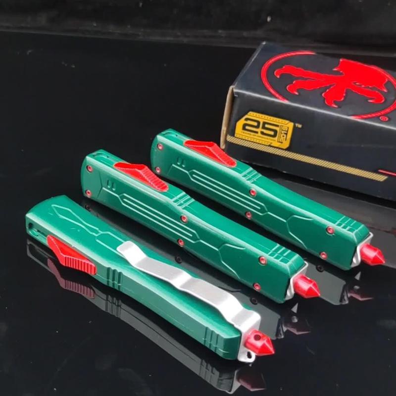 Microtech Bounty Hunter AUTO OTF Knife 3.19" 440C Point Plain Blade, Zinc Aluminum Alloy Handles