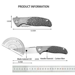 Shirogorov F95 KC Edition Flipper Knife 3.82" D2/Damascus Point Blade, Carbon Fiber Handles