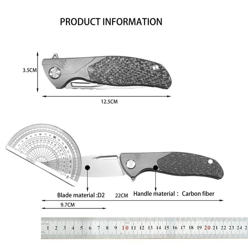 Shirogorov F95 KC Edition Flipper Knife 3.82" D2/Damascus Point Blade, Carbon Fiber Handles