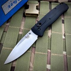 Benchmade 535BK-07 Bugout AXIS Folding Knife 3.15" M390 Black DLC Plain Blade, Burnt Brass Aluminum Handles