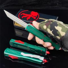 Microtech Bounty Hunter AUTO OTF Knife 3.19" 440C Point Plain Blade, Zinc Aluminum Alloy Handles