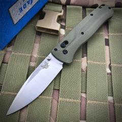 Benchmade 535BK-07 Bugout AXIS Folding Knife 3.15" M390 Black DLC Plain Blade, Burnt Brass Aluminum Handles