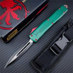 Microtech Bounty Hunter AUTO OTF Knife 3.19" 440C Point Plain Blade, Zinc Aluminum Alloy Handles