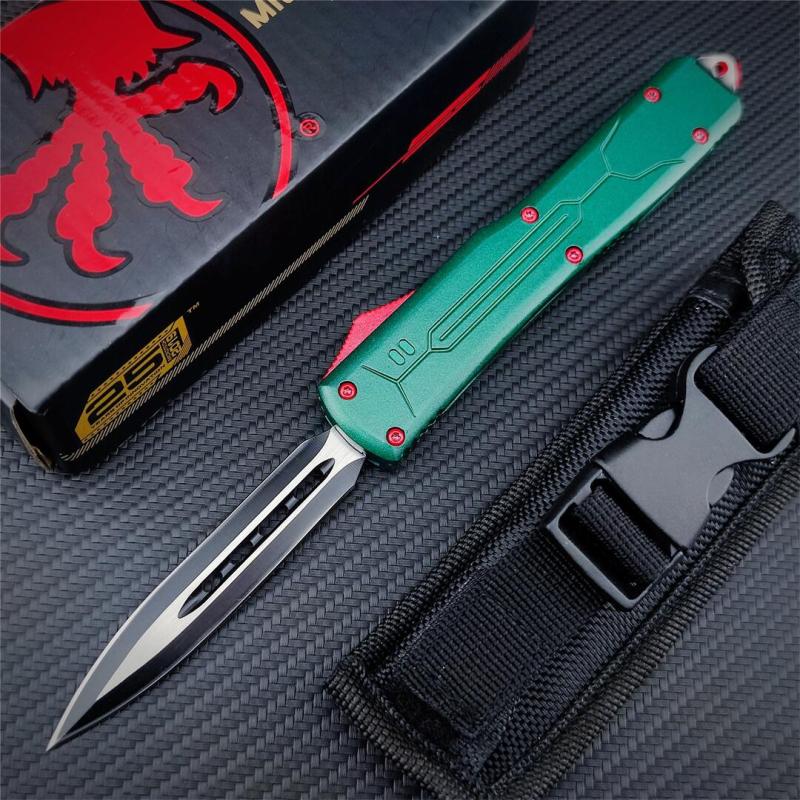 Microtech Bounty Hunter AUTO OTF Knife 3.19" 440C Point Plain Blade, Zinc Aluminum Alloy Handles