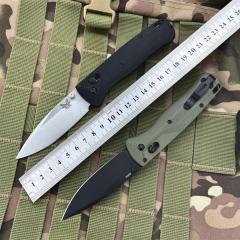 Benchmade 535BK-07 Bugout AXIS Folding Knife 3.15" M390 Black DLC Plain Blade, Burnt Brass Aluminum Handles