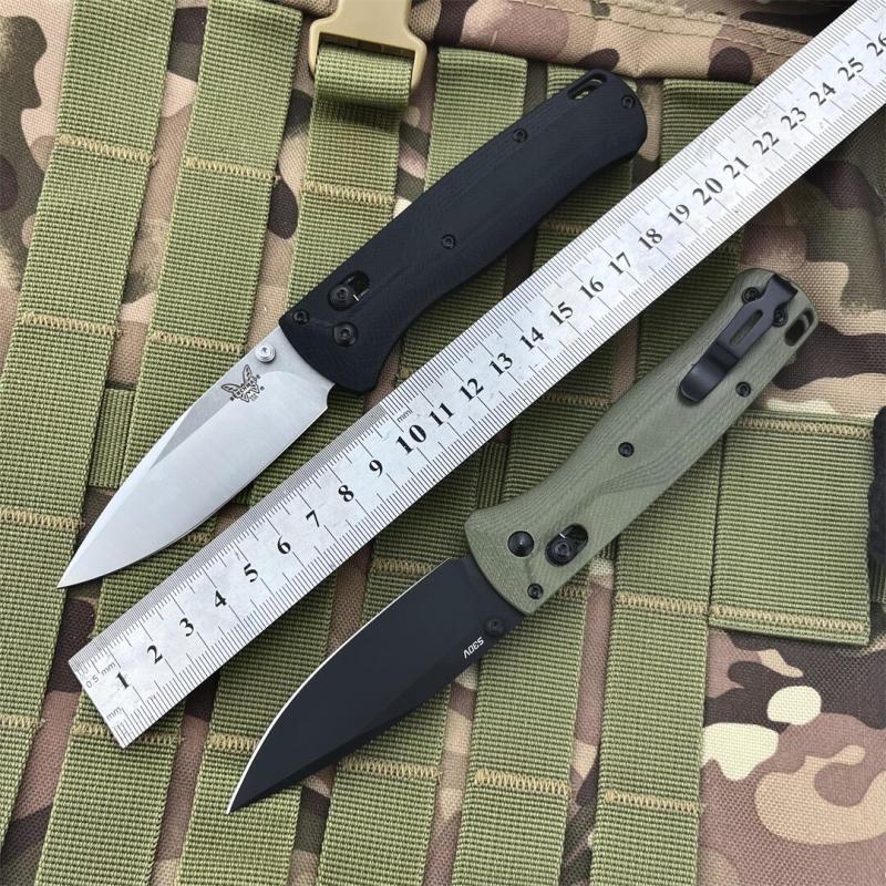 Benchmade 535BK-07 Bugout AXIS Folding Knife 3.15" M390 Black DLC Plain Blade, Burnt Brass Aluminum Handles
