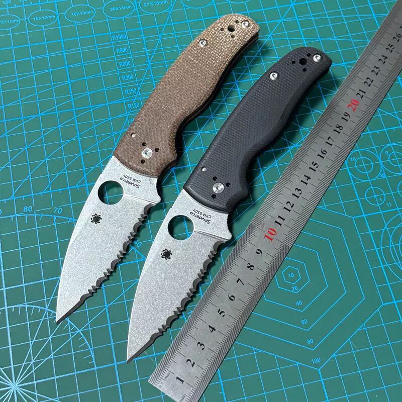 Spy Shaman Folding Knife 3.46" S30V Stonewashed Serrated Blade, Matte G10 Handles, Compression Lock - C229GP