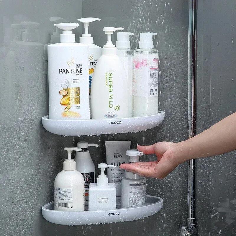 Corner bathroom organizer shelf shampoo cosmetics storage rack wall mounted kitchen household items bathroom accessories