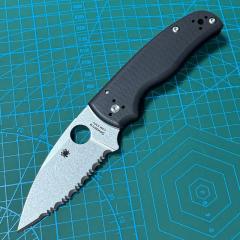 Spy Shaman Folding Knife 3.46" S30V Stonewashed Serrated Blade, Matte G10 Handles, Compression Lock - C229GP