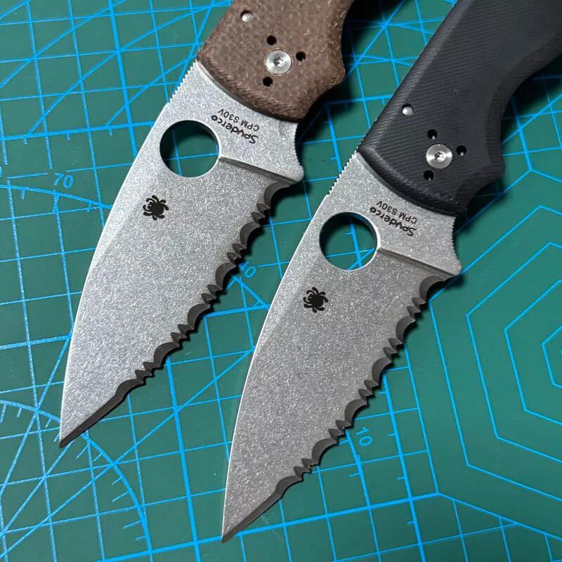 Spy Shaman Folding Knife 3.46" S30V Stonewashed Serrated Blade, Matte G10 Handles, Compression Lock - C229GP