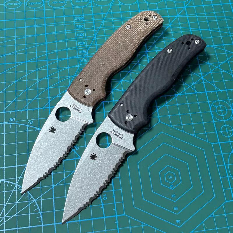 Spy Shaman Folding Knife 3.46" S30V Stonewashed Serrated Blade, Matte G10 Handles, Compression Lock - C229GP