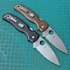 Spy Shaman Folding Knife 3.46" S30V Stonewashed Serrated Blade, Matte G10 Handles, Compression Lock - C229GP