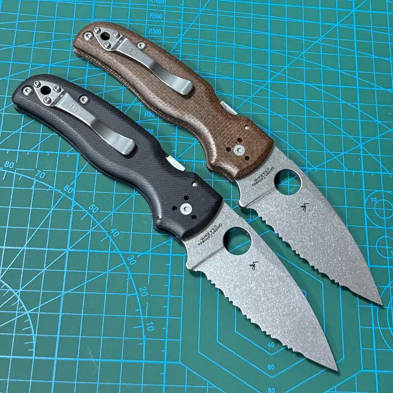 Spy Shaman Folding Knife 3.46" S30V Stonewashed Serrated Blade, Matte G10 Handles, Compression Lock - C229GP
