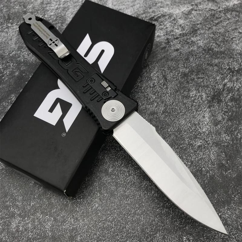 SOG Fielder Auto Folding Knife 3.15" D2 Satin Blade, Black Aluminum alloy Handles