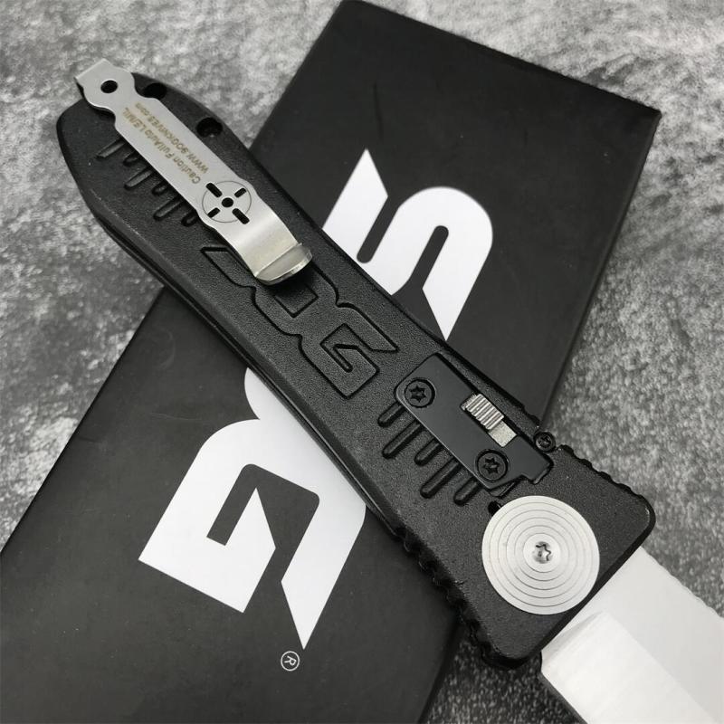 SOG Fielder Auto Folding Knife 3.15" D2 Satin Blade, Black Aluminum alloy Handles