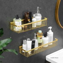 Bathroom Shelves Wall Mounted Bathroom Shelf Shampoo Cosmetic Storage Rack Brushed Gold Storage Organizer Rack Soap Cosmetic Shelf Household Item