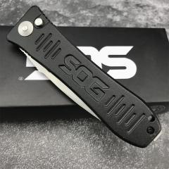 SOG Fielder Auto Folding Knife 3.15" D2 Satin Blade, Black Aluminum alloy Handles