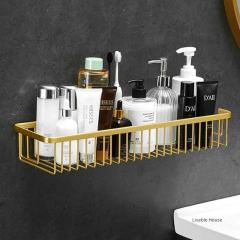 Bathroom Shelves Wall Mounted Bathroom Shelf Shampoo Cosmetic Storage Rack Brushed Gold Storage Organizer Rack Soap Cosmetic Shelf Household Item
