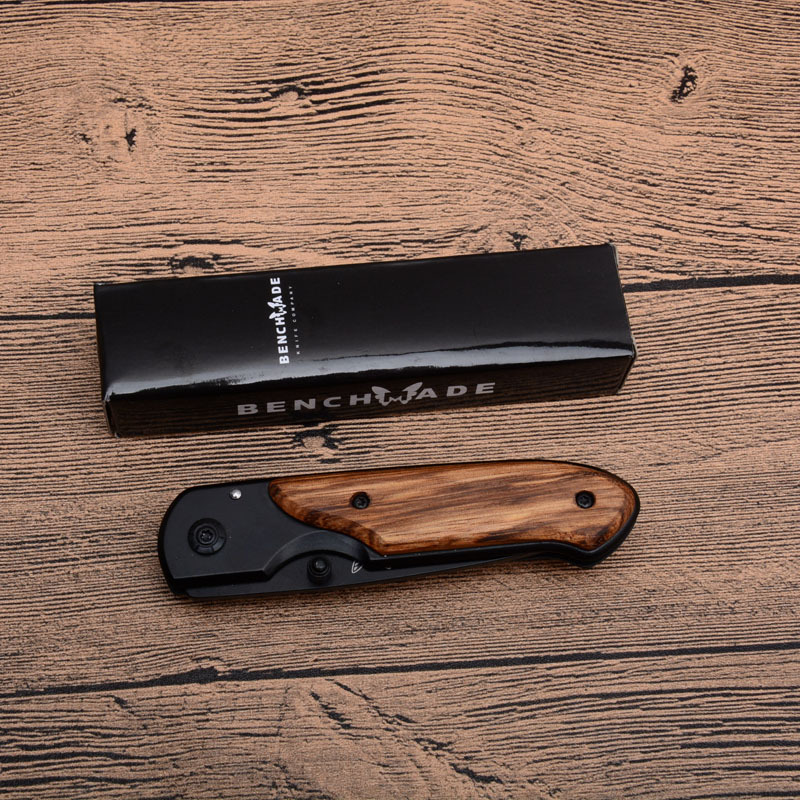 Benchmade DA44 Folding Knife 2.95" 3Cr13 Satin Plain Blade, Wood Handles