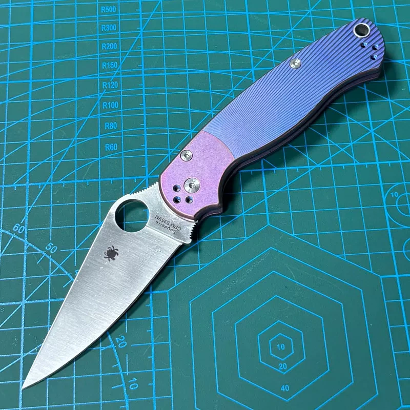 Spy Paramilitary 2 Folding Knife 3.15" CPM-S30V Satin Plain Blade, TC4 Handles - C81GP2