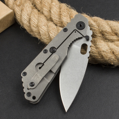 M.Strider Custom SMF Folding Knife 3.82" CPM-D2 Blade, Titanium Alloy Handles
