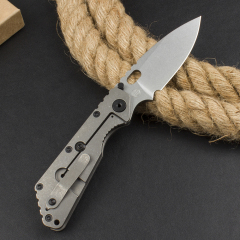 M.Strider Custom SMF Folding Knife 3.82" CPM-D2 Blade, Titanium Alloy Handles
